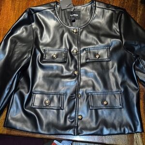 Express Shiny Black Leather Jacket